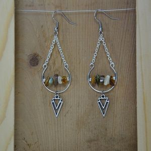 Handmade Earrings - Dangle Half Hoop Earthy Arrows